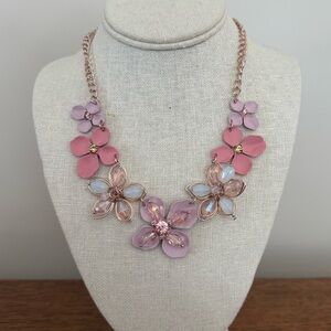 Floral Pink and Purple Necklace and Earring Set